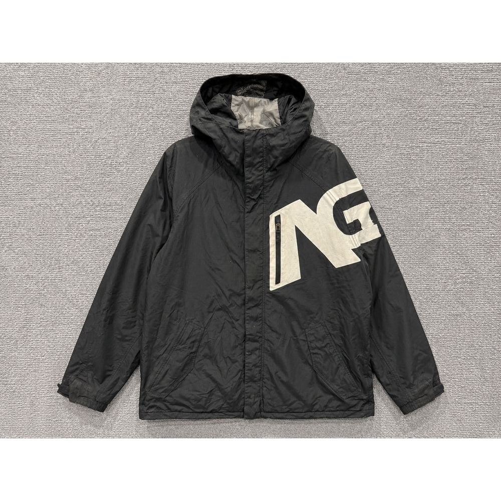 Analog Men's Snowboard Jacket Large Black Graphic Hooded Powder